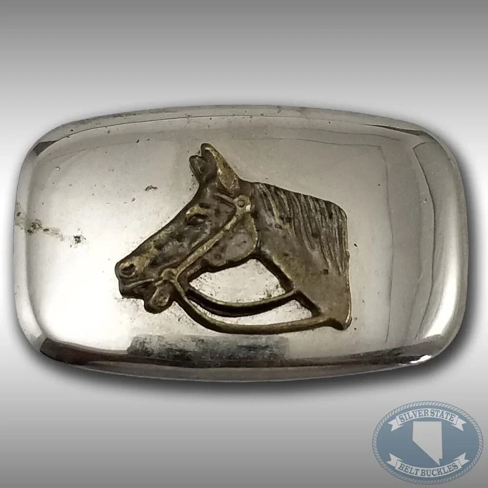 Vintage Belt Buckle Small Horse Head Western Shiny Made In The‎ USA Gift
